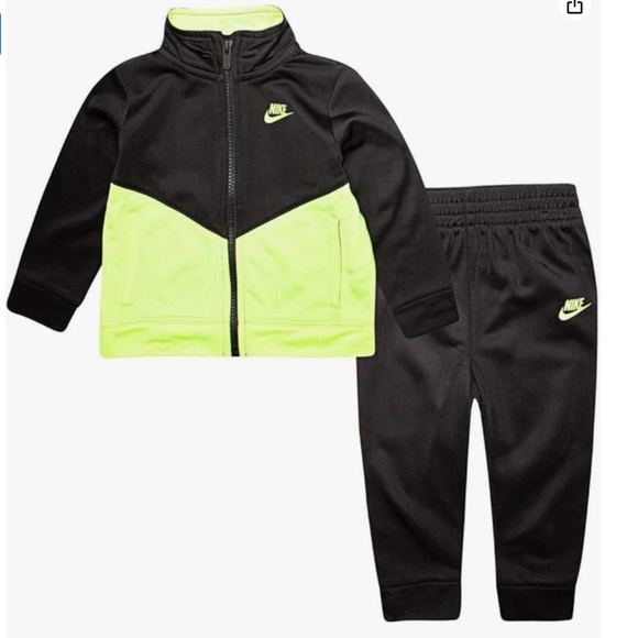 Nike Other - Nike Kids 2 Piece Black & Volt Neon Yellow Green Tracksuit Jacket & Sweatpants